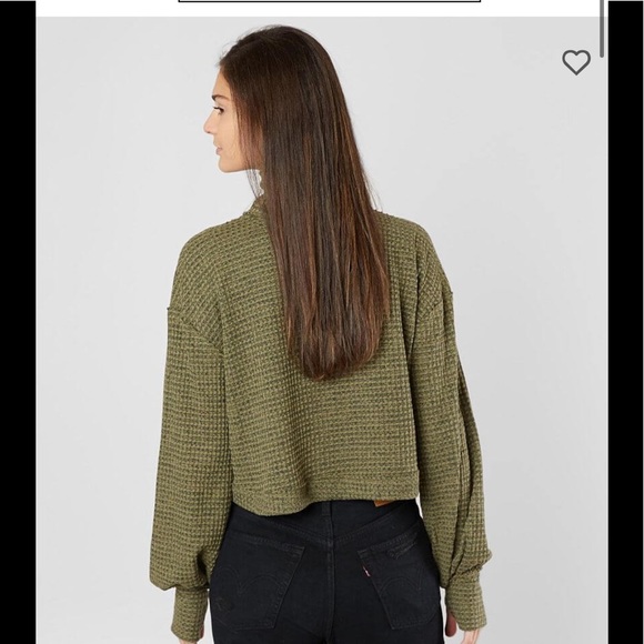Free People Green Long Sleeve Crop Turtleneck Top - Picture 2 of 8
